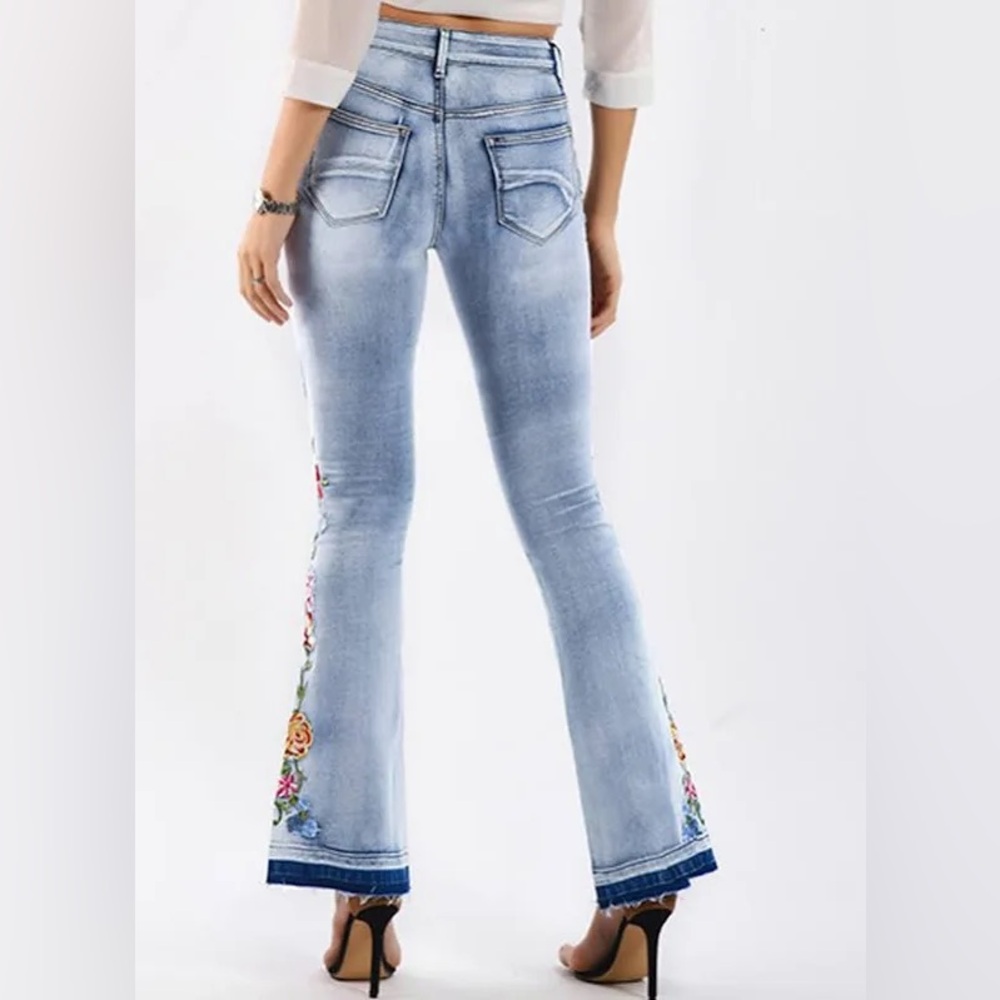 Floral Embroidered Flare Bell BottomJeans - Picture 12 of 12